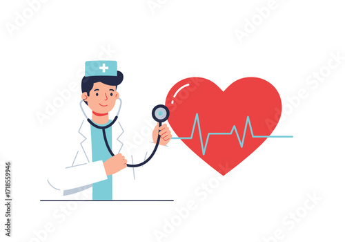 A Cardiologist Using a Stethoscope to Examine Heart Health and the Cardiovascular System