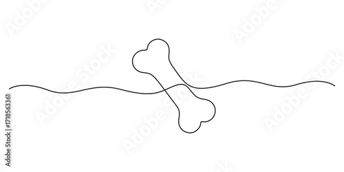 Single continuous line drawing of a dog bone on a white background vector illustration