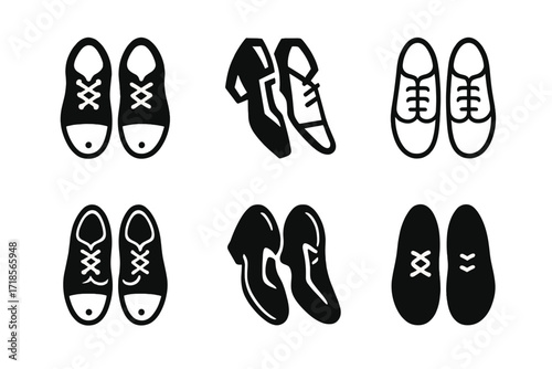 Tap Dance Logos. Dance. Set Logo of Dance: Tap shoes. harmonious logo variations of the same emblematic concept, each with different artistic interpretation