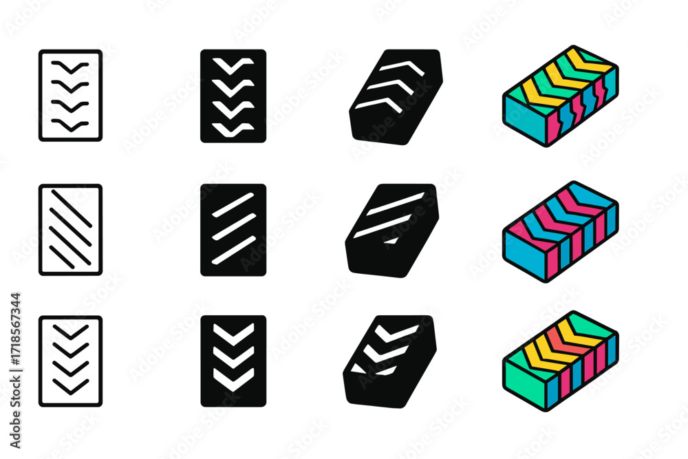 Naklejka premium Tire Tread Icon Set.
