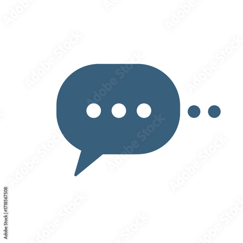 A simple blue speech bubble icon, indicating a message, conversation, or communication concept.