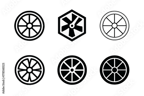 Board Game Logos. Board Games. Set Logo of Board Games: Spinner wheel. harmonious logo variations of the same emblematic concept, each with different artistic