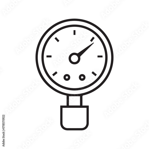 Pressure gauge line icon, manometer vector symbol. Simple outline of an industrial measurement tool for pressure indication and control.
