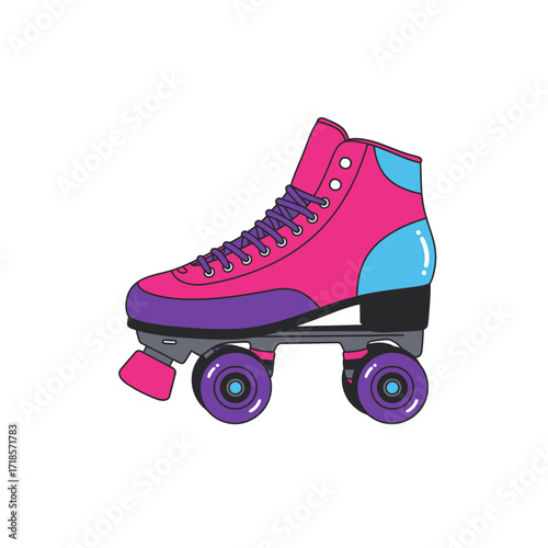 Vibrant illustration of a retro roller skate, showcasing bold colors and design.