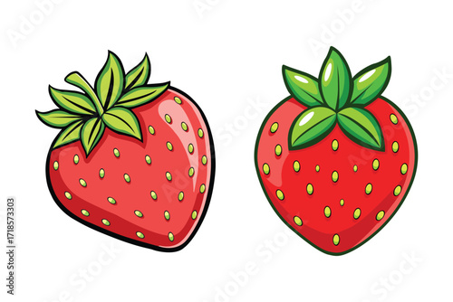 Two deliciously ripe strawberries displayed side by side freshly picked summer fruit vector