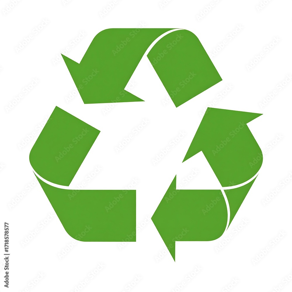Fototapeta premium Green Recycle Symbol on White Background: Environmental Conservation Concept