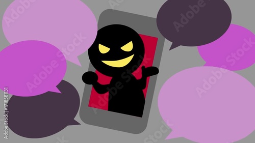 スマホで詐欺をしている悪い人のイラスト