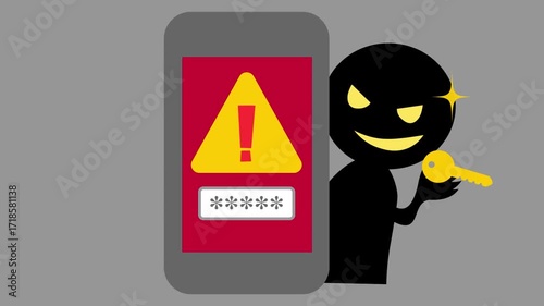 スマホで詐欺をしている悪い人　パスワード