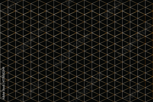 Triangle golden pattern background | Vector seamless cubic geometric pattern | Modern stylish thin linear texture. 
