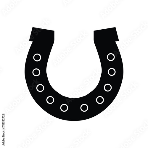 Classic black horseshoe symbol for good luck and equestrian themes vector