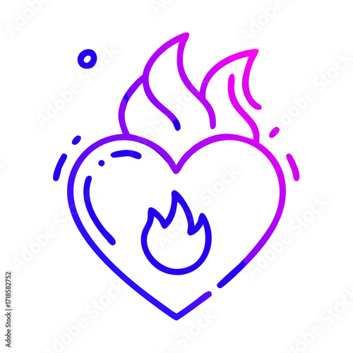 A vibrant, artistic heart design with flames, symbolizing burning passion or strong emotions. This image is a captivating visual