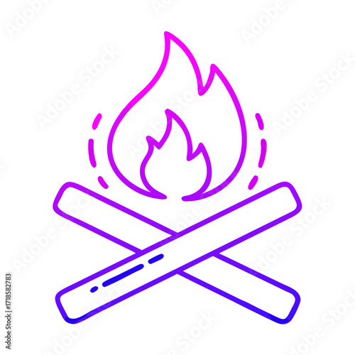 A vibrant and colorful illustration of a campfire, perfect for camping, adventure, or outdoor themes.