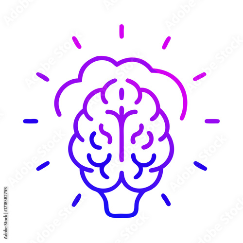 An illustration of a brain emitting light representing an idea