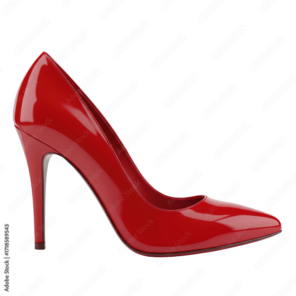 Obraz premium Elegant red patent leather stiletto high heel shoe for women