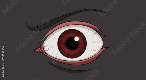 Intense Red Eye A Detailed Vector Illustration