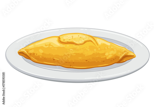 Egg omelet on a white plate