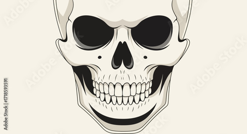Grim Grin An Unnerving Skull with a Sinister Smile for Halloween Design Projects