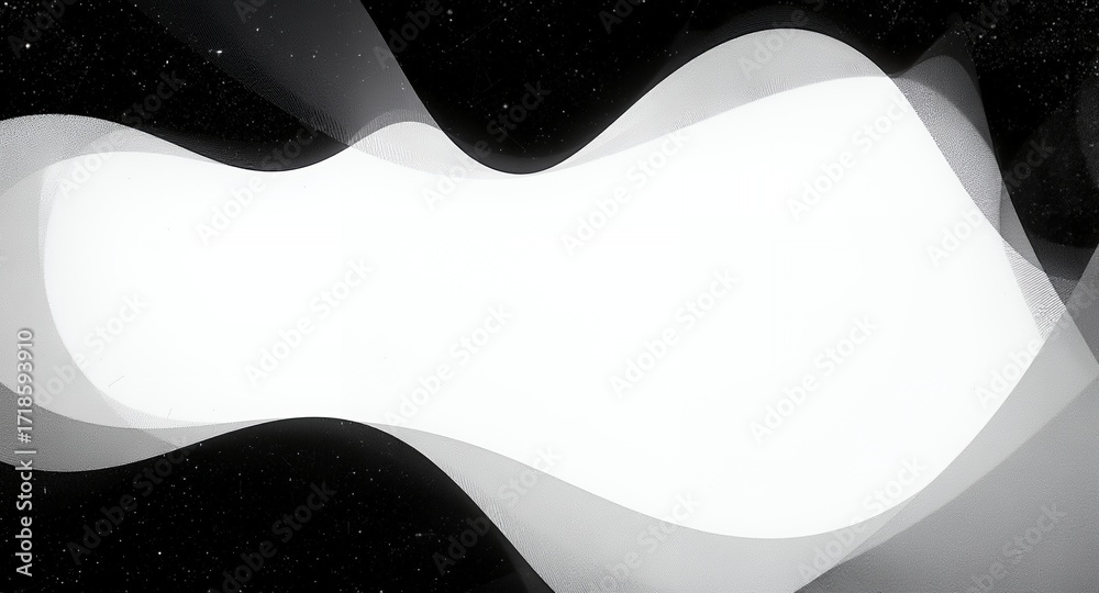 Obraz premium Abstract grayscale wave design, modern background template, stylish backdrop, monochrome art, elegant curves, flowing lines, yin yang concept, copy space, website banner, social media graphic, di