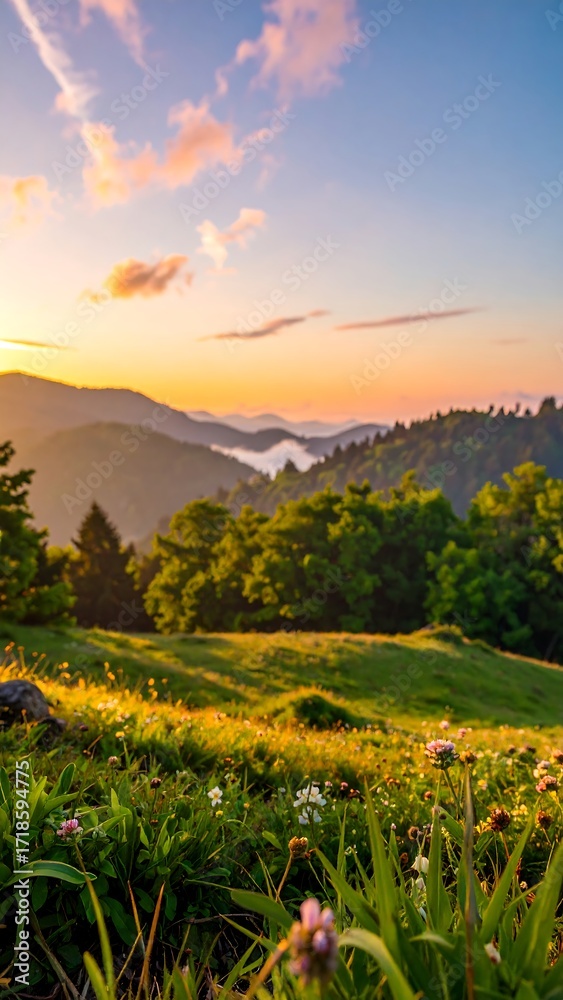 Obraz premium Misty mountain sunrise (3)