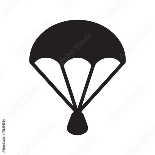 Black and white parachute vector illustration perfect for adventurous design and skydiving sports themed graphics suitable for minimalist design and clean concepts