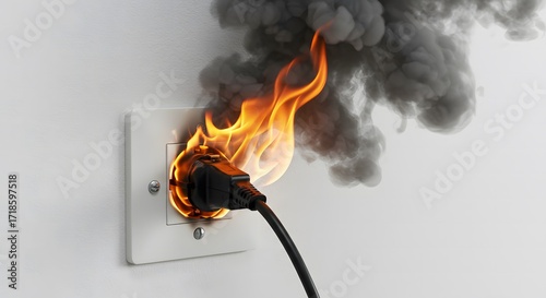 Electrical Outlet Catches Fire with Smoking Plug, Creating a Dangerous Hazard