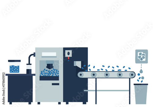 A stylized illustration depicts a bio-backup system with a conveyor belt, showcasing a clean, modern process.  Ideal for tech, science, and business concepts.