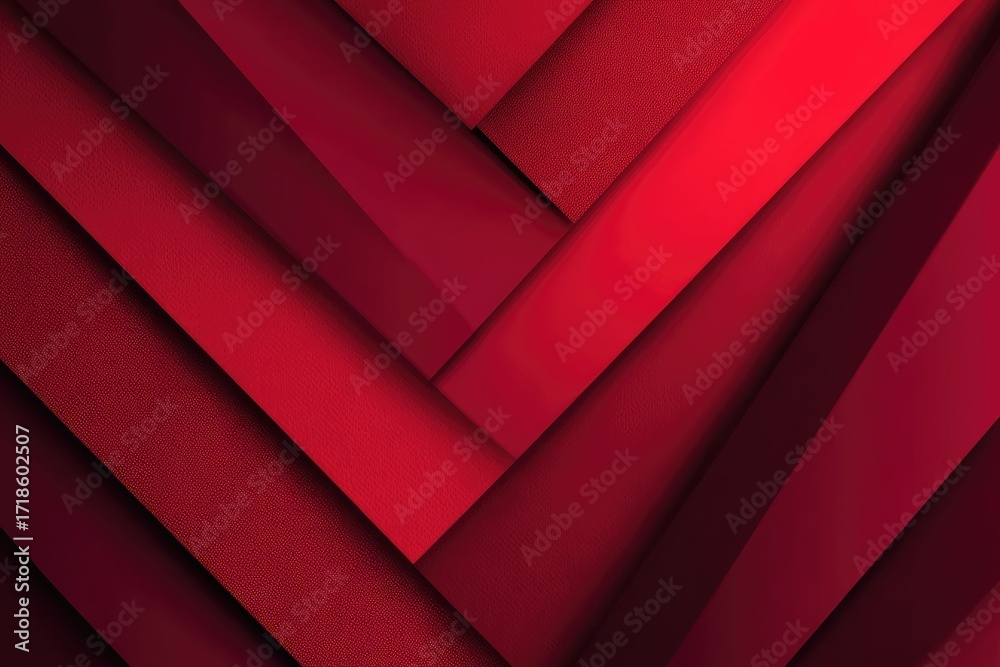 Obraz premium Abstract red geometric pattern with layered, shadowed rectangles