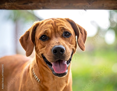 Happy dog looking at camera