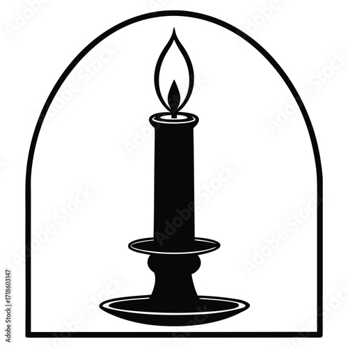 A black silhouette of a candlelight
