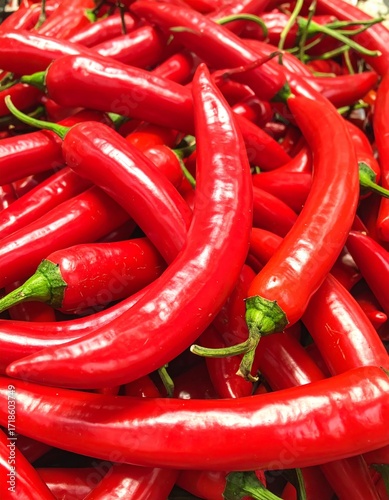 Vibrant Red Chili Peppers Pile Up Ready for Harvest