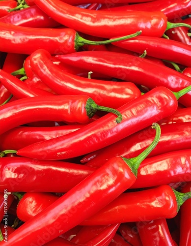 Vibrant Red Chili Peppers Pile