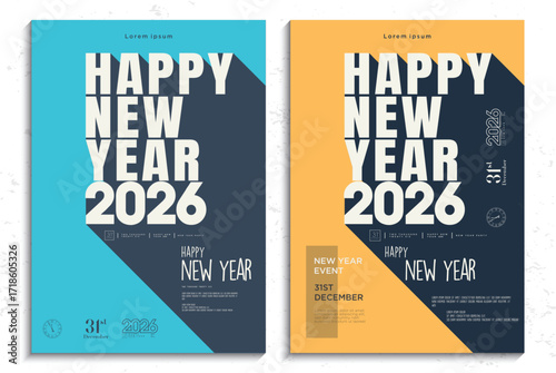 Happy New Year 2026. New year 2026 poster design with a simple and happy concept. 2026 new year poster. 2026 vector premium design.