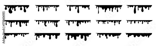 Set of Black Dripping Liquid