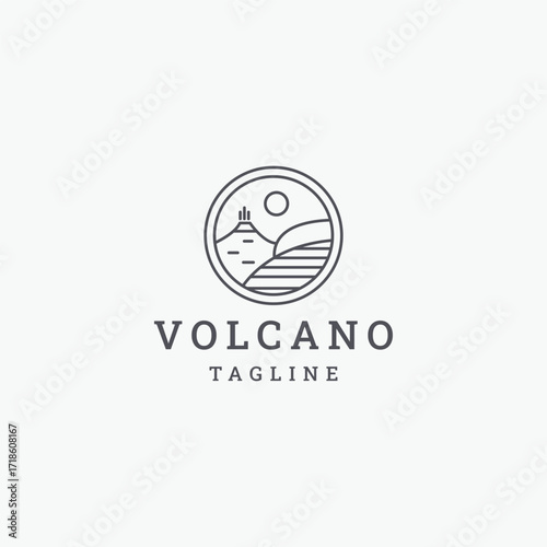 Volcano logo vector icon illustration style