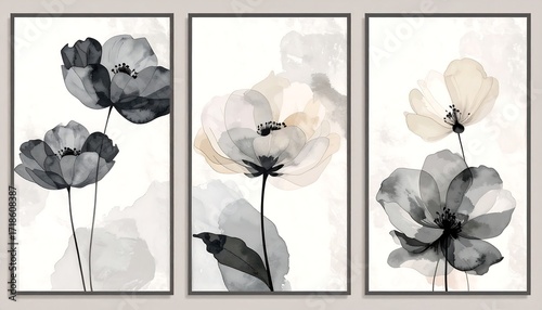 Fototapeta Naklejka Na Ścianę i Meble -  Abstract floral wall art