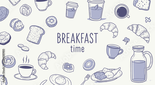 Delightful breakfast spread with coffee, croissants, donuts, and toast, perfect for morning inspiration and cafe vibes