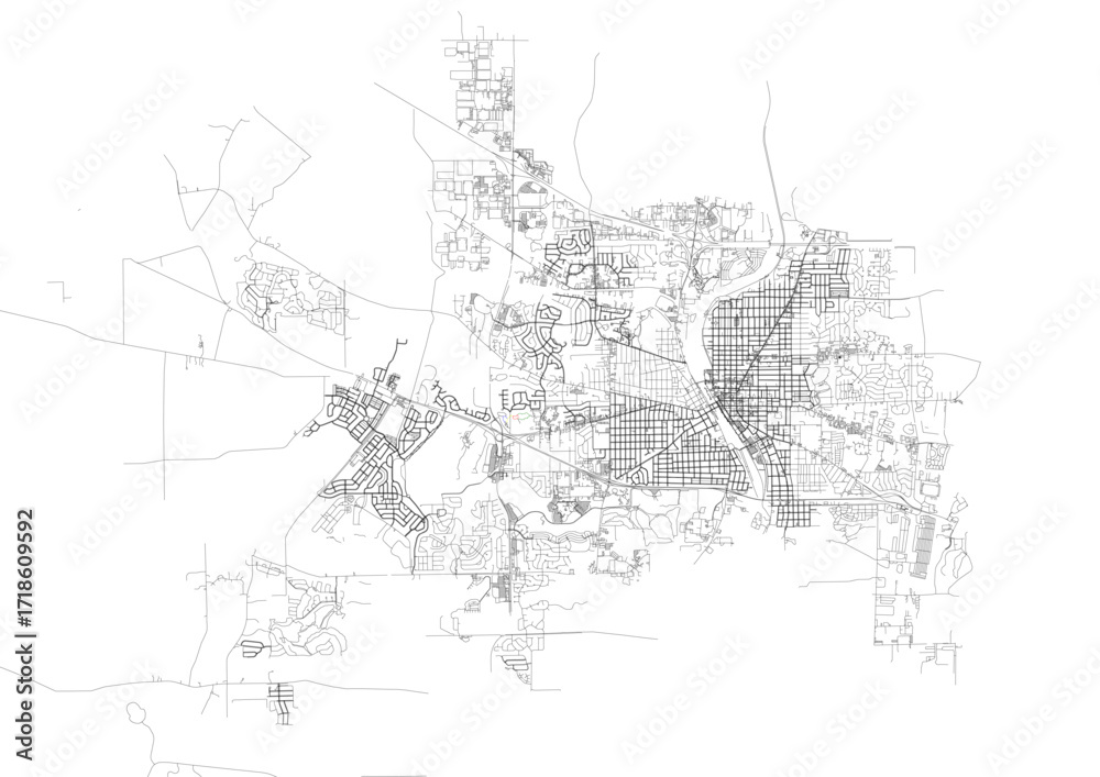 Fototapeta premium Minimalist vector highway map of Elgin , detailed street and road network for modern design and city planning projects.
