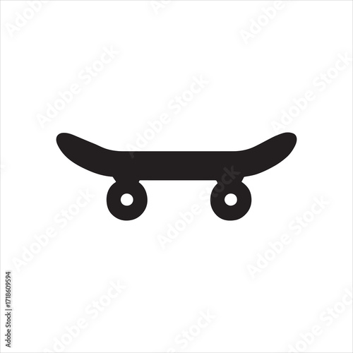 Simple black skateboard illustration isolated on a white background representing skateboarding culture and urban lifestyle for skateboarding enthusiasts and athletes also great for skate park designs