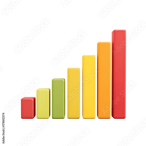 Free Download A colorful 3D bar graph showing an upward trend against a transparent background signifying growth progress and positive data visualization - GFXLoad