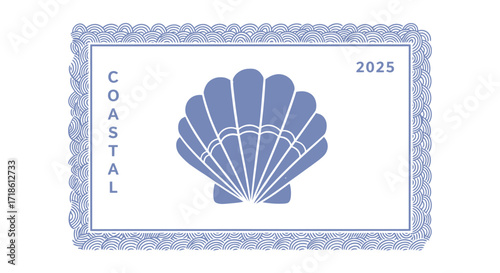 Charming coastal seashell illustration for 2025 designs brings a serene ocean vibe to invitations, branding, and summer promotions