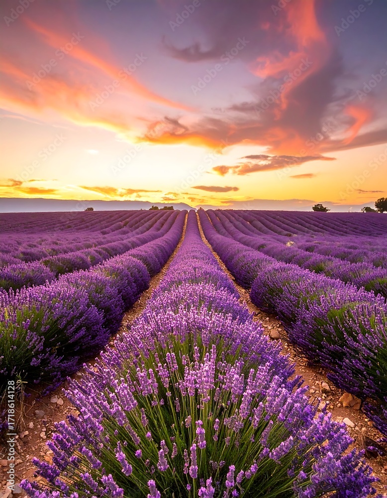 Fototapeta premium Lavender field at sunset