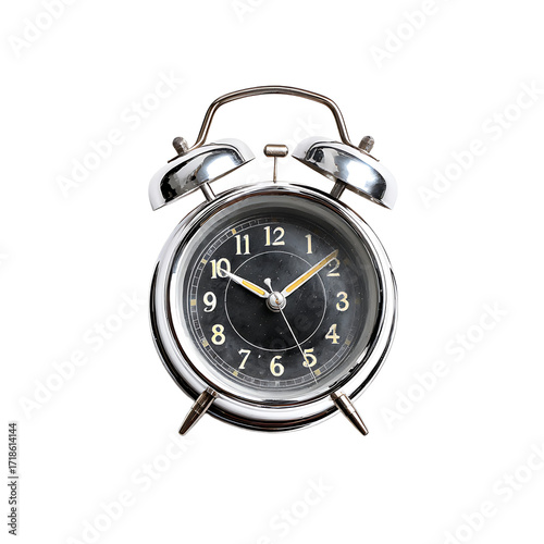 Wallpaper Mural Vintage alarm clock with chrome finish black face and gold numerals Shows time at 10 : 11 retro design isolated on transparent background Torontodigital.ca