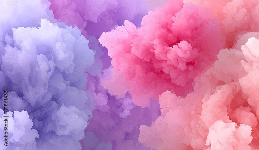 Fototapeta premium Abstract pastel ink clouds swirl in soft colors