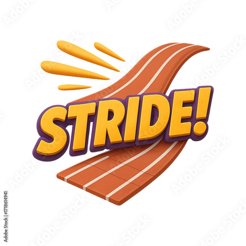 3d stride word art on a running track isolated on transparent background
