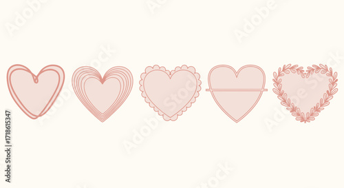 Elegant heart designs in soft coral hues, perfect for Valentine's Day projects, wedding invitations, or adding a touch of romance to any design