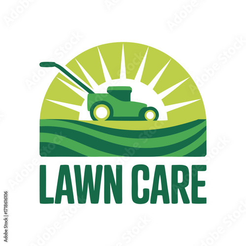 Lawn Care logo design template. Lawn mower Logo.