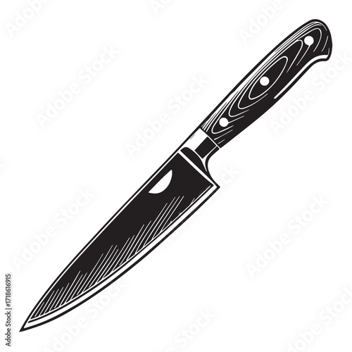 Black paring knife Silhouette Vector, High Quality Illustration on White Background