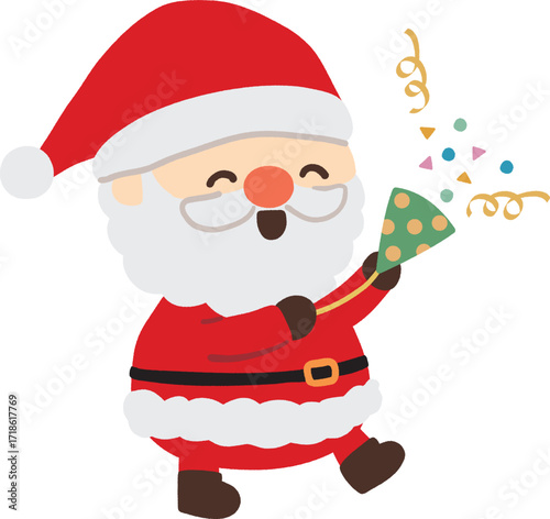 クラッカーを鳴らすサンタクロースのベクターイラスト