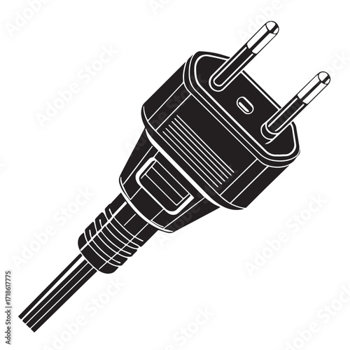 Black plug tester Silhouette Vector, High Quality Illustration on White Background