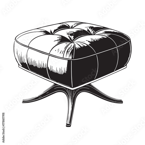 Black pouf ottoman Silhouette Vector, High Quality Illustration on White Background